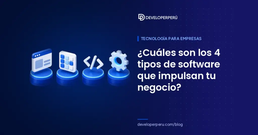 Ilustración isométrica de cuatro pedestales con íconos de sistema operativo, aplicaciones, código y utilidades