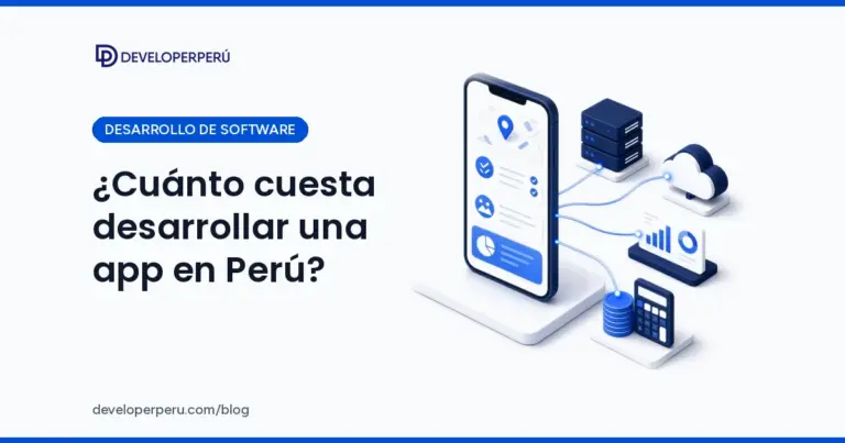 Ilustración 3D isométrica de un celular con una app empresarial conectada a servidor, nube, panel de reportes y calculadora de costos