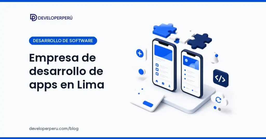 Ilustración 3D isométrica de dos celulares con apps empresariales y componentes de interfaz, código y sincronización