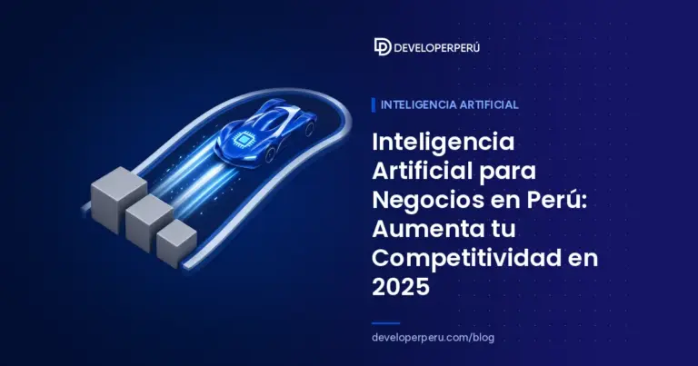 Ilustración isométrica de un auto de carreras con un chip de inteligencia artificial que avanza por una pista