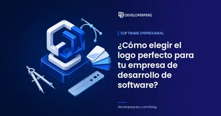 Ilustración isométrica de diseño de logo para empresa de software con emblema geométrico, pluma vectorial, muestras de color, compás y regla