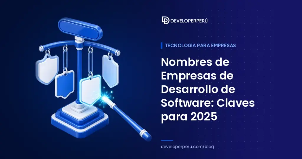 Ilustración isométrica de un soporte con placas de nombre en blanco y una varita mágica, sobre ideas de nombres para empresas