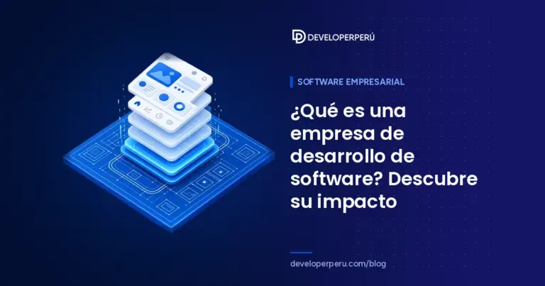 Ilustración isométrica de un plano técnico del que surge una interfaz de aplicación en 3D por capas