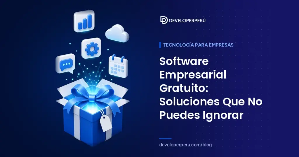 Ilustración isométrica de una caja de regalo abierta de la que salen íconos de aplicaciones