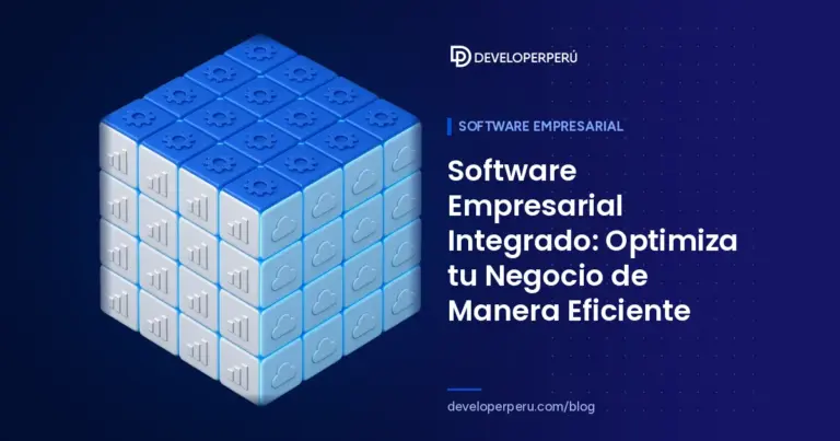 Ilustración isométrica de un cubo de rompecabezas resuelto con íconos de módulos empresariales